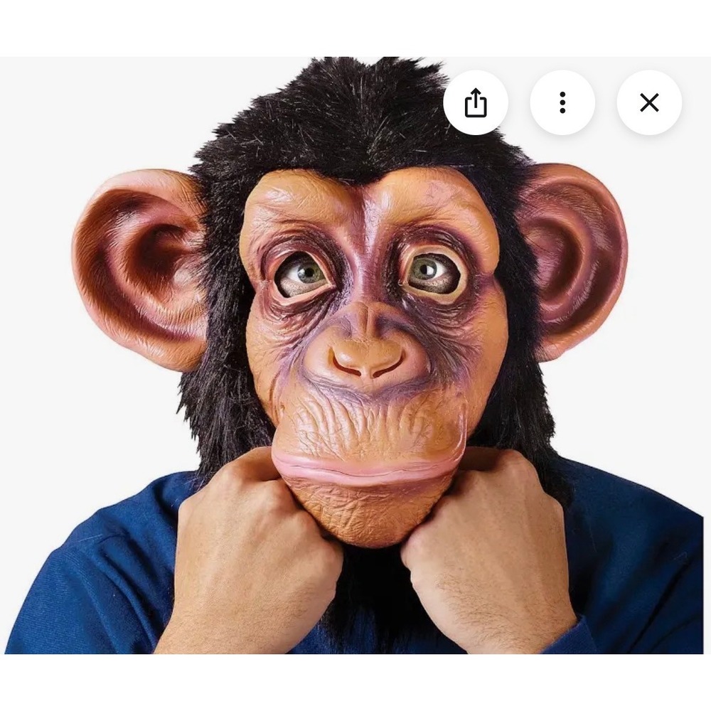 Funworld Realistic Chimpanzee Monkey Latex Mask Faux Fur Halloween Cosplay